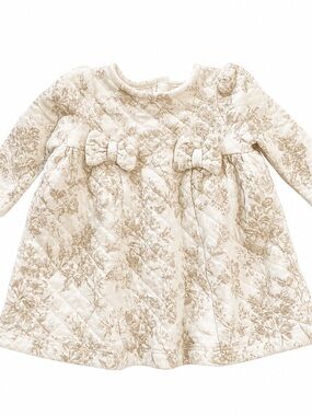 Janie and Jack 3-6M Quilted Floral Bow Dress EUC